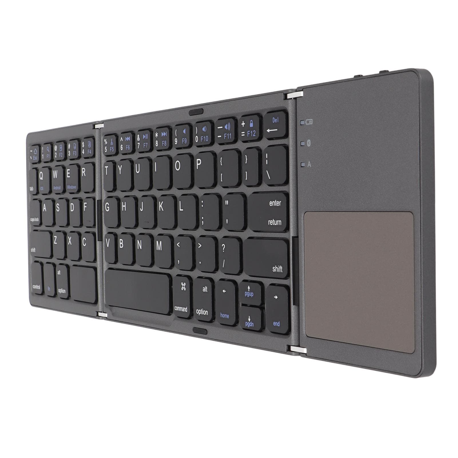 3 Folding Keyboard with Touchpad 63 Keys 10m Connection USB Charging Wireless Keyboard for dark grey