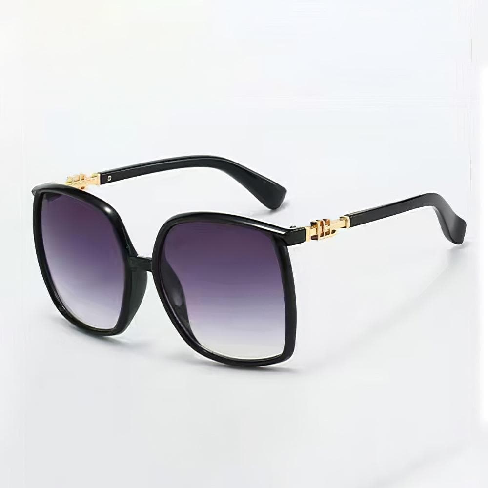 Vintage Unisex Square Sunglasses UV400 Protection Big Frame Black Lens Designer Shades for Men Women