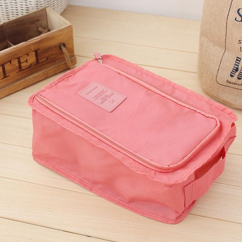 Multifunctional Waterproof Shoes Clothing Bag Convenient Travel Storage Bag Nylon Portable Organizer Bags Shoe Sorting Pouch pink