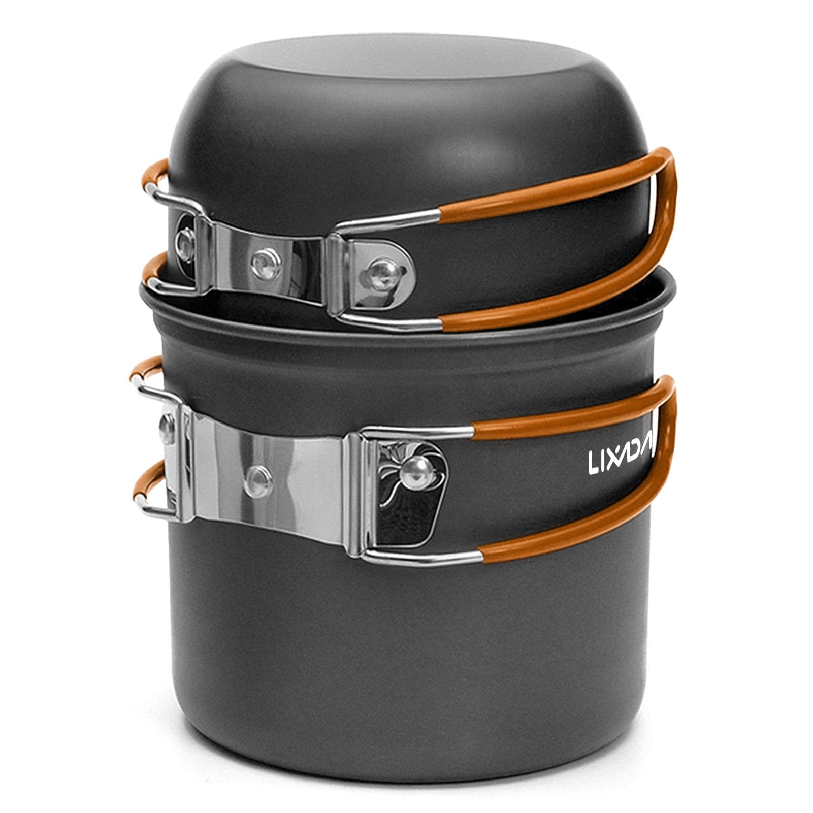 Camping Cookware Portable Mess Kit Camping Pot and Pans Cooking Set Type 2 orange