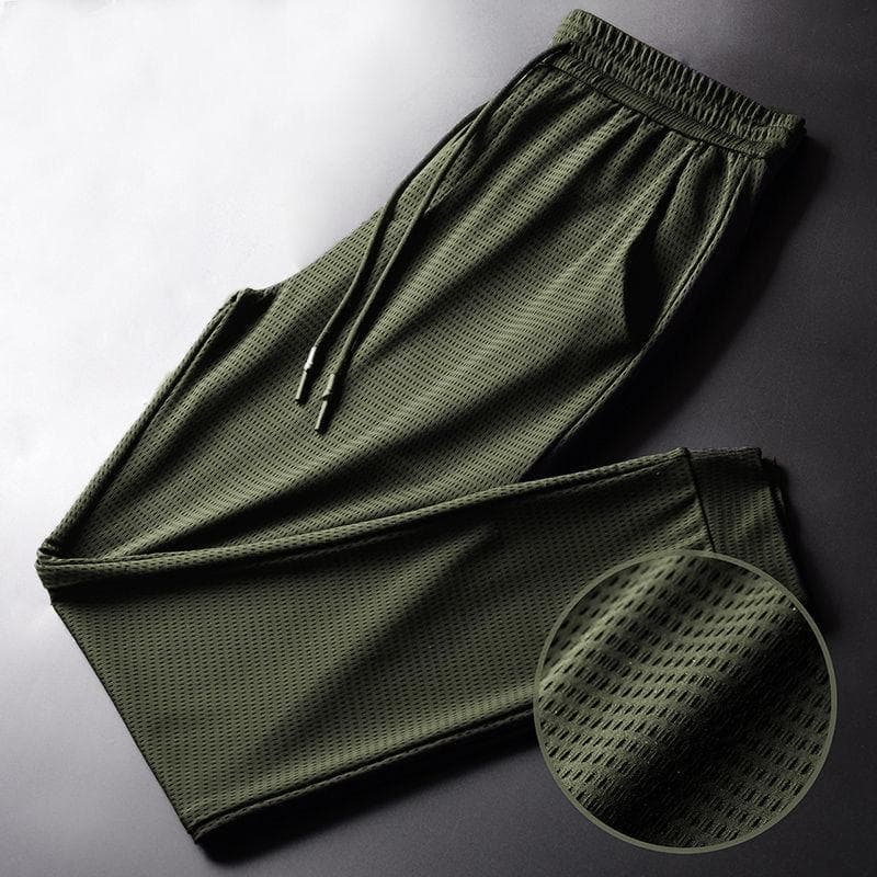 Men's Quick-Dry Ice Silk Mesh Joggers with Elastic Waistband 2XL green