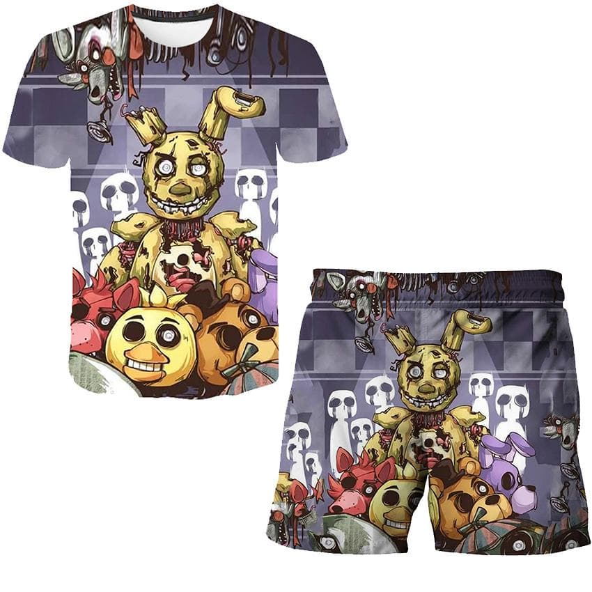 Summer Five Night At Freddy Clothing Suits 3D Printing Birthday Party Gifts Clothes Sets Boys Girls FNAF Cartoon Casual Outfits 140