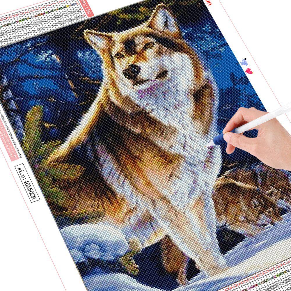 Diamond Painting 5D Wolf Diamond Embroidery Cross Stitch Animal Mosaic Home Decoration 20X30CM