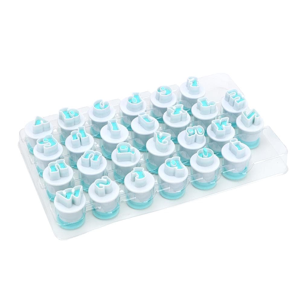26Pcs/set Capital Letters Fondant Cake Mold Upper & Lowercase Alphabet Cookie Cutter Plastic Plunger Cutter Cookie Mould Lowercase Alphabet