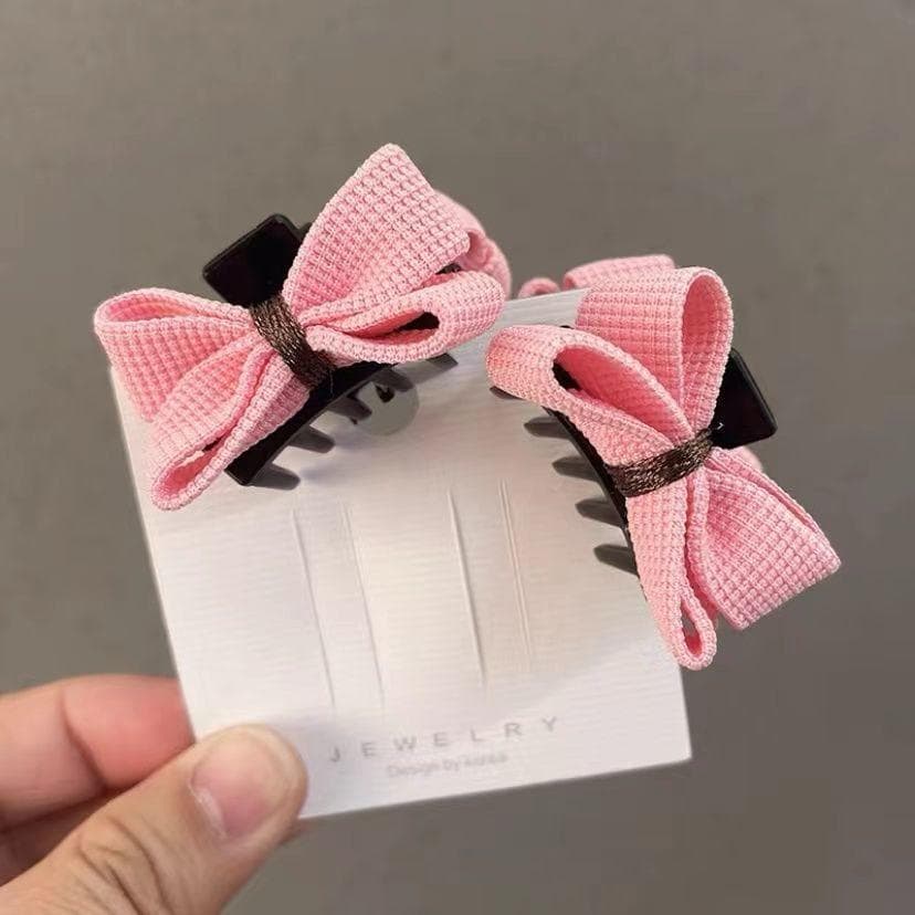 Korean Velvet Bow Hair Clip Claw Clamp Sweet Black Red Bow Small Hair Claw Clip Princess Headwear Girls Women Hair Claw Clip 2pcs