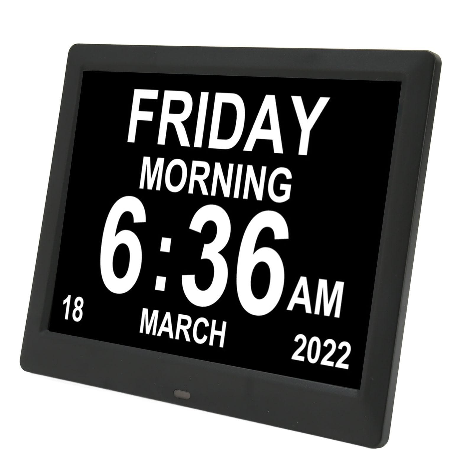 8.7inch Digital Day Calendar Clock Auto Dimming Large Display Medication Reminders Dementia EU Plug