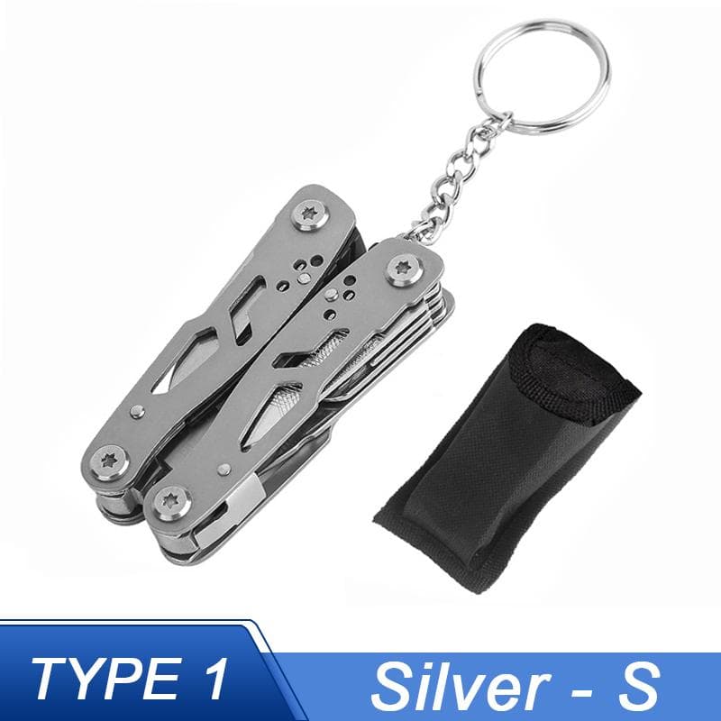 Mini Knife Keychain Pocket Knife Pliers Folding Pliers Folding Pliers Folding Blade Knife 13 Types Of Stainless Steel Multi-tool Silver-S