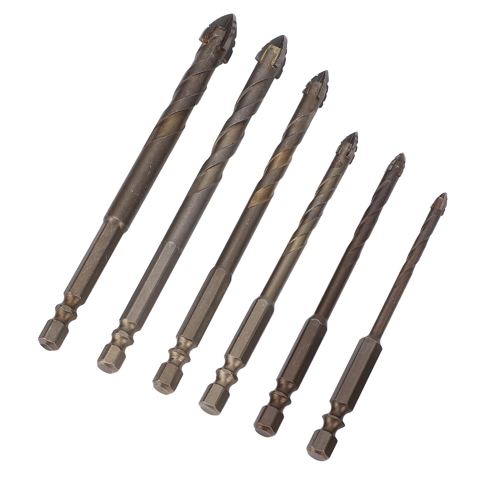 6PCS Eccentric Drill Bits 4 Flute Serrated Twist Bit Set for Concrete Masonry Glass Brick Cement