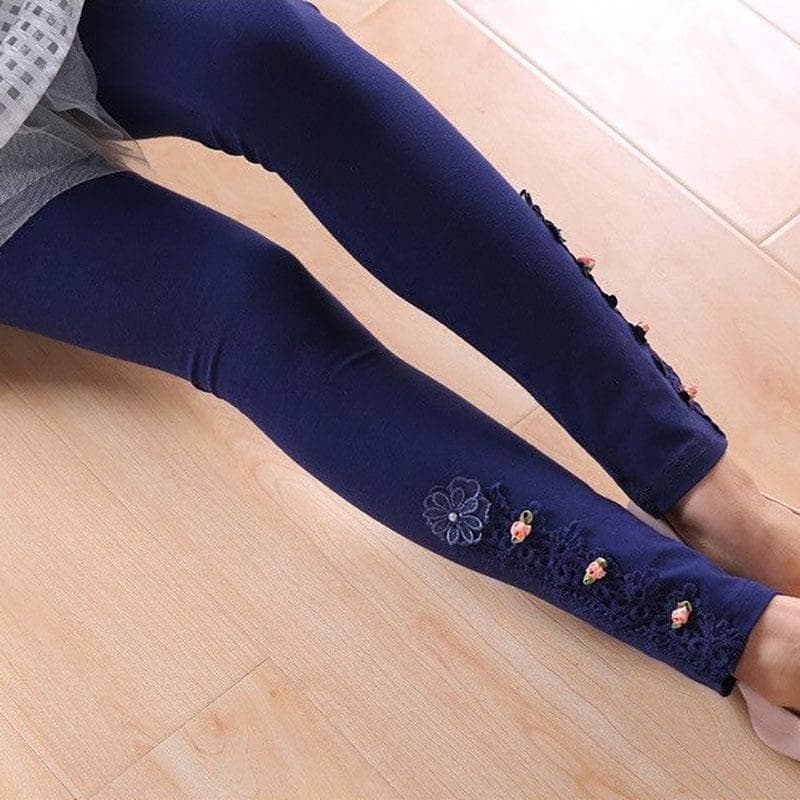 Girls' Leggings Spring and Autumn Models Children's Trousers Stretch Pants Outer Wear Slim Korean Trousers 120 navy blue