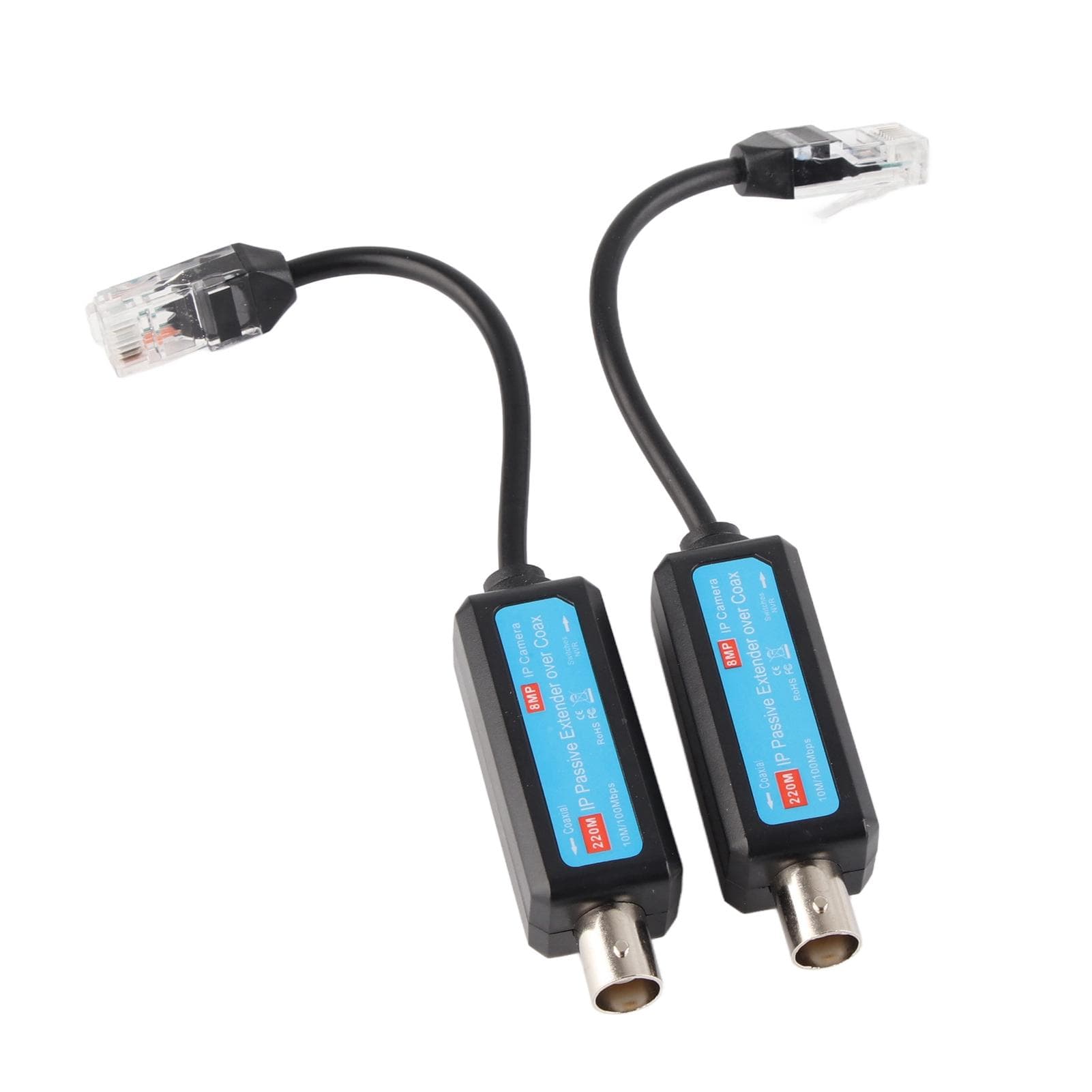 1Pair 10100Mbps 1CH Passive IP Network Coaxial Transmitter Receiver Extender for IP NVR Camera