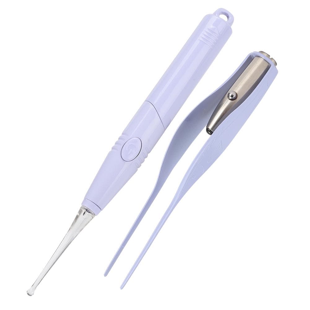Professional LED Luminous Children Earpick Earwax Remover Tweezers Set Health Care Tool (Purple)