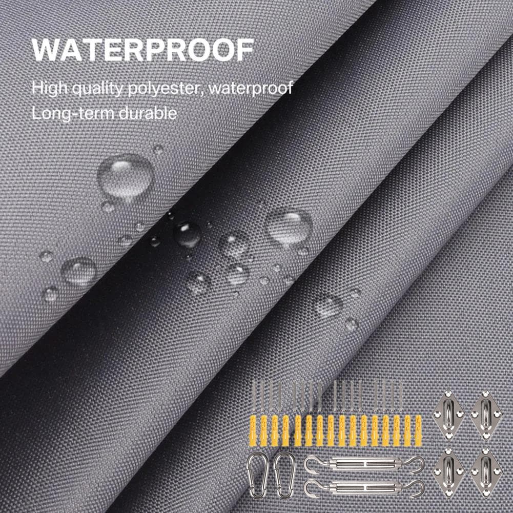 Sun Shade Sail Curved Commercial Outdoor Shade Cover Rectangle Triangle Heavy Duty Waterproof for Backyard Patio Garden Deck Rectangle 4x6m gray