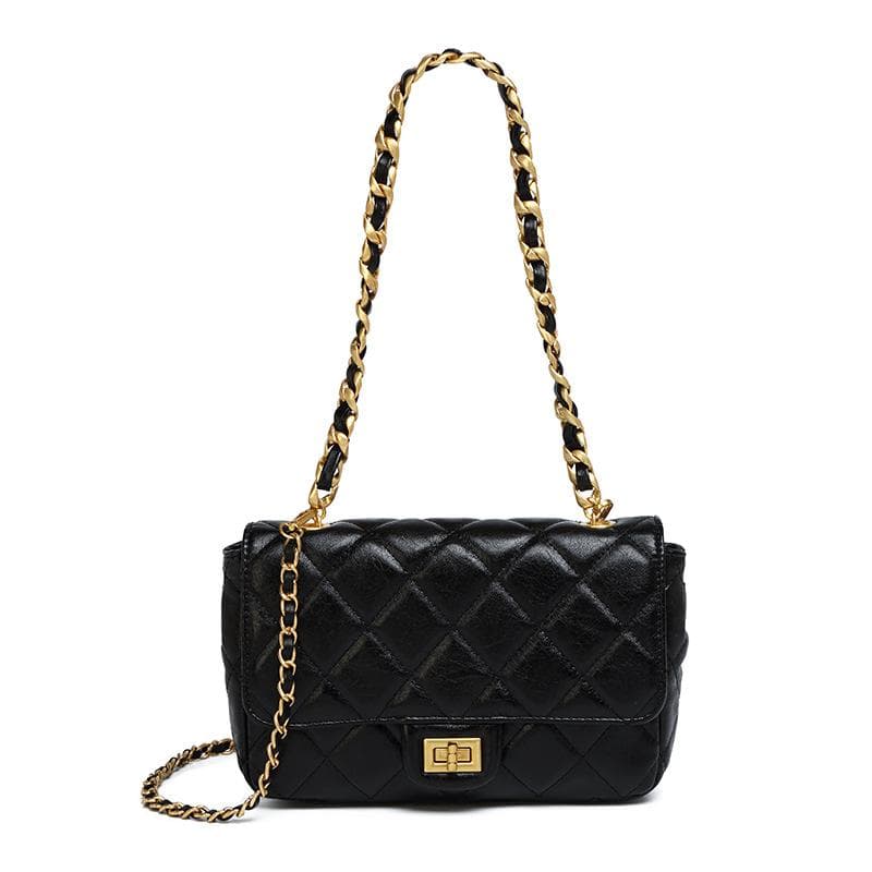 Diamond Chain Bag Women's Light Luxury Fashion High-grade Small Square Bag Early Spring Popular Texture Single Shoulder Crossbody Bag black