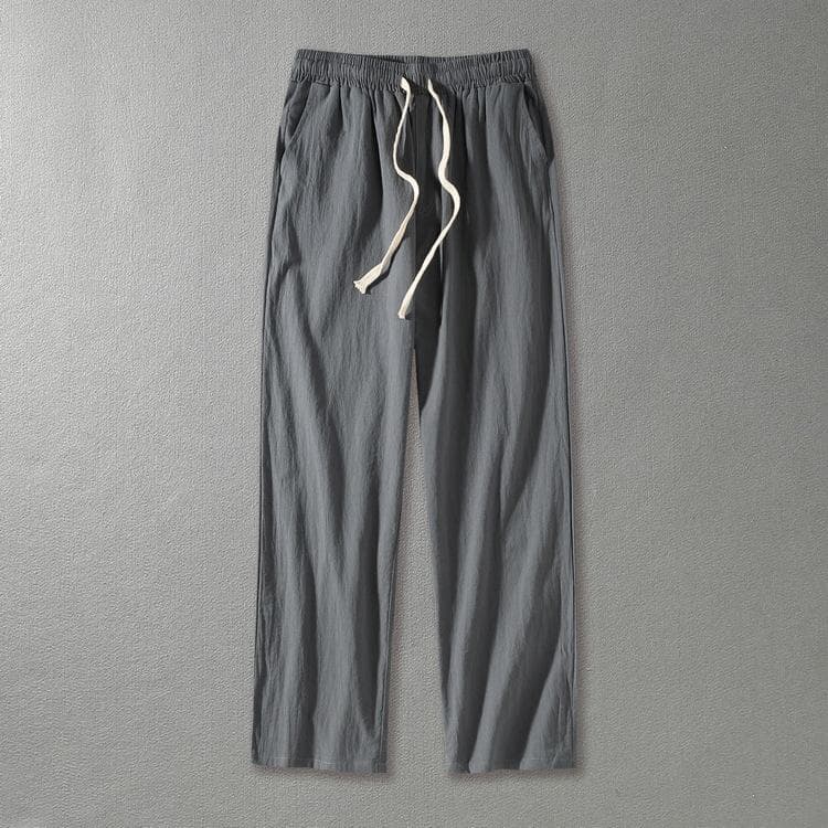 Men's Spring and Summer Light Breathable Cotton Pants Loose Large Size Casual Straight Pants XL grey
