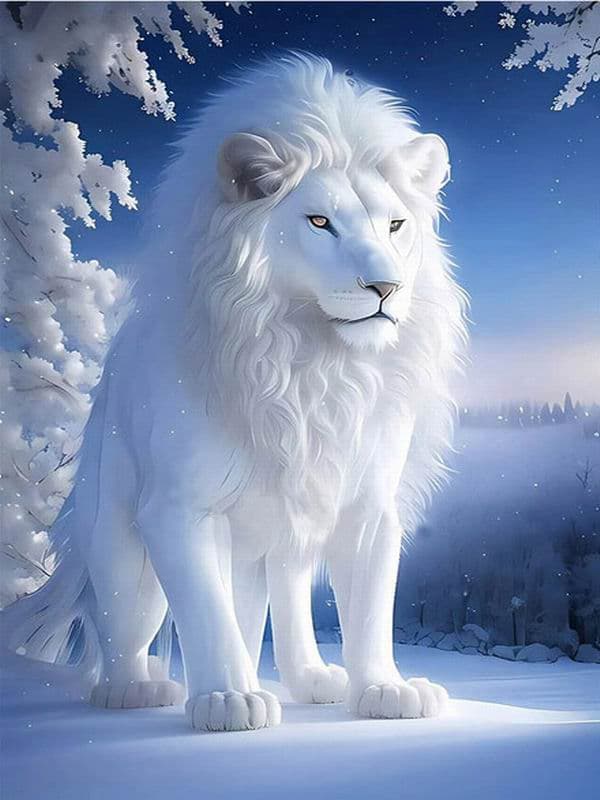 Diamond Painting New Arrivals Snow White Lion Diy Full Square Round Drill Rhinestone Embroidery Winter Landscape Animals Mosaic Cross Stitch Kits Square drill 50x70cm