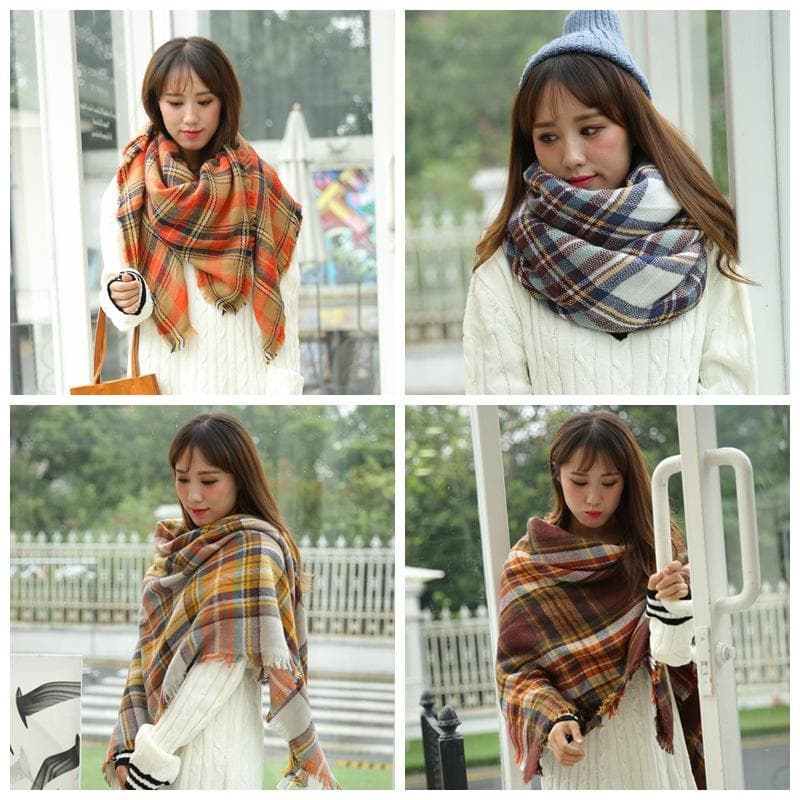 Autumn and winter new plaid scarf imitation cashmere warm female plaid square scarf shawl 140cm