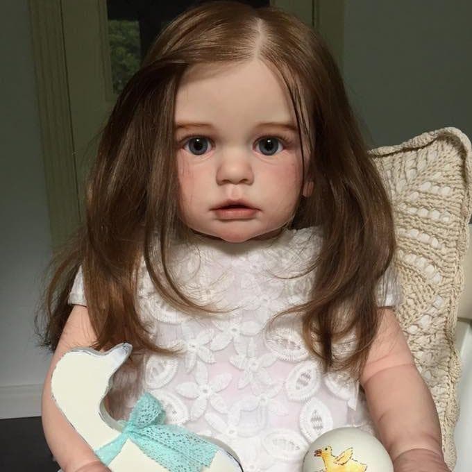 BZDOLL 60 CM 3D-Paint Skin Soft Silicone Reborn Baby Doll For Girl Cloth Body Realistic Long Hair Princess Toddler Alive Dress Up Bebe 60cm 3D-paint Skin Doll