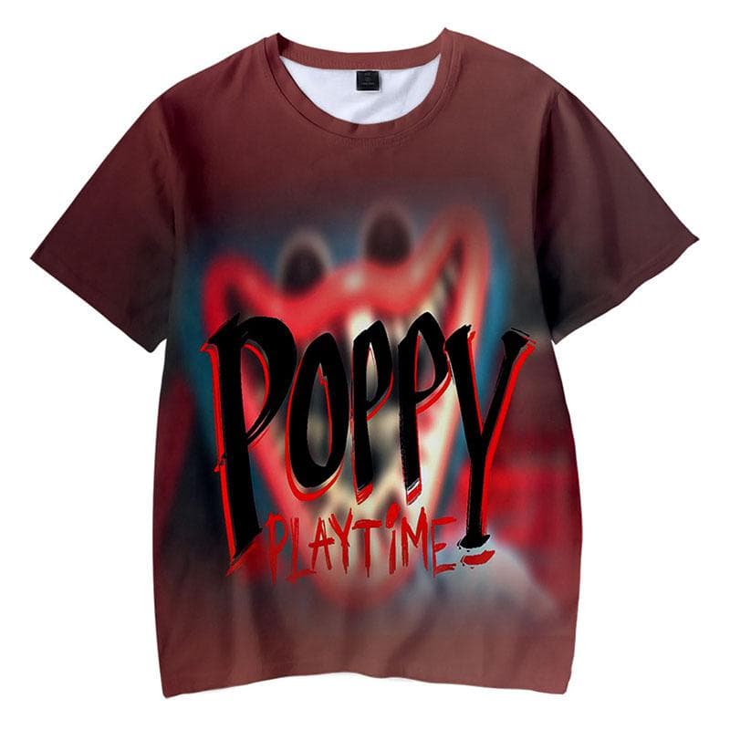 Poppy Playtime T-Shirts Huggy Wuggy Horror Game Cartoon 3D Print boy/girl O-Neck fashion T Shirt Kids Boys Tees Tops Clothing 130CM