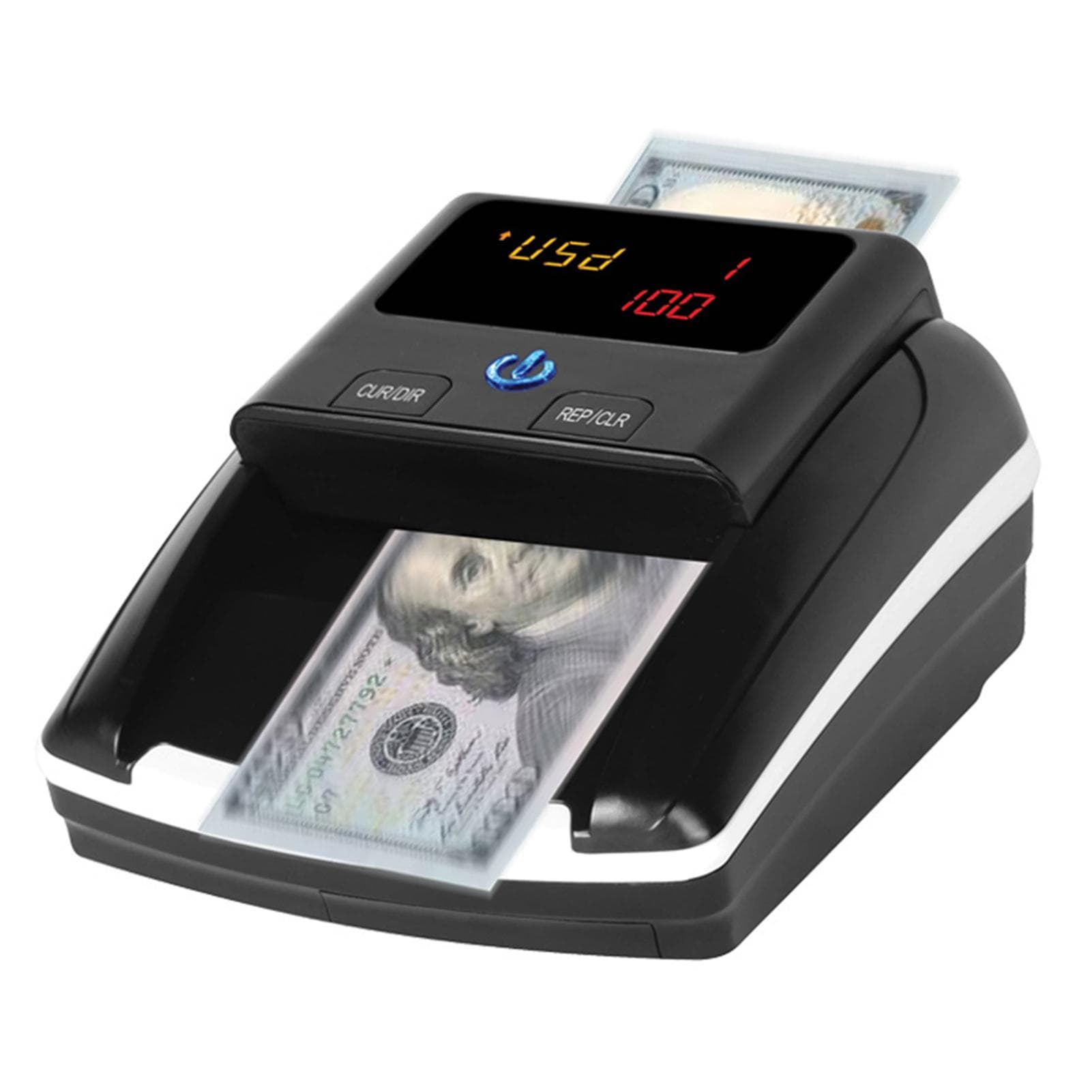 Portable Mini Money Counter Counterfeit Bill Detector Automatic Money Detection By UV MG IR Image US Plug black