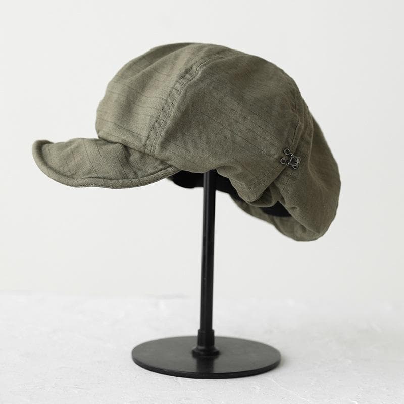 Retro Style Oversized Berets Caps for Women in 2024 Spring Summer Fashion Versatile Casual Short-brimmed Newsboy Hats 56-58cm army green