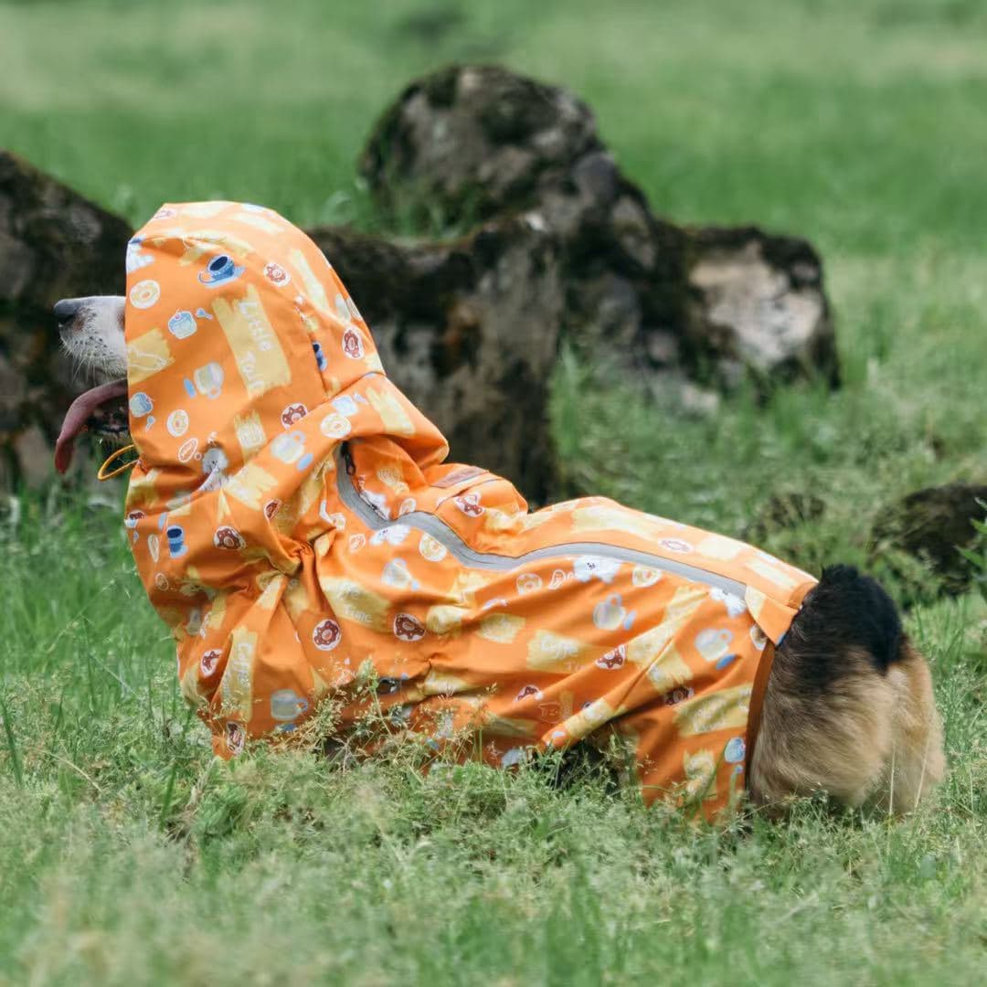 Welsh Corgi Dog Waterproof Dog Coat Jumpsuit Pet Clothing Raincoat Dog Clothes with Reflective Strip L-6L for Large Dogs 3L