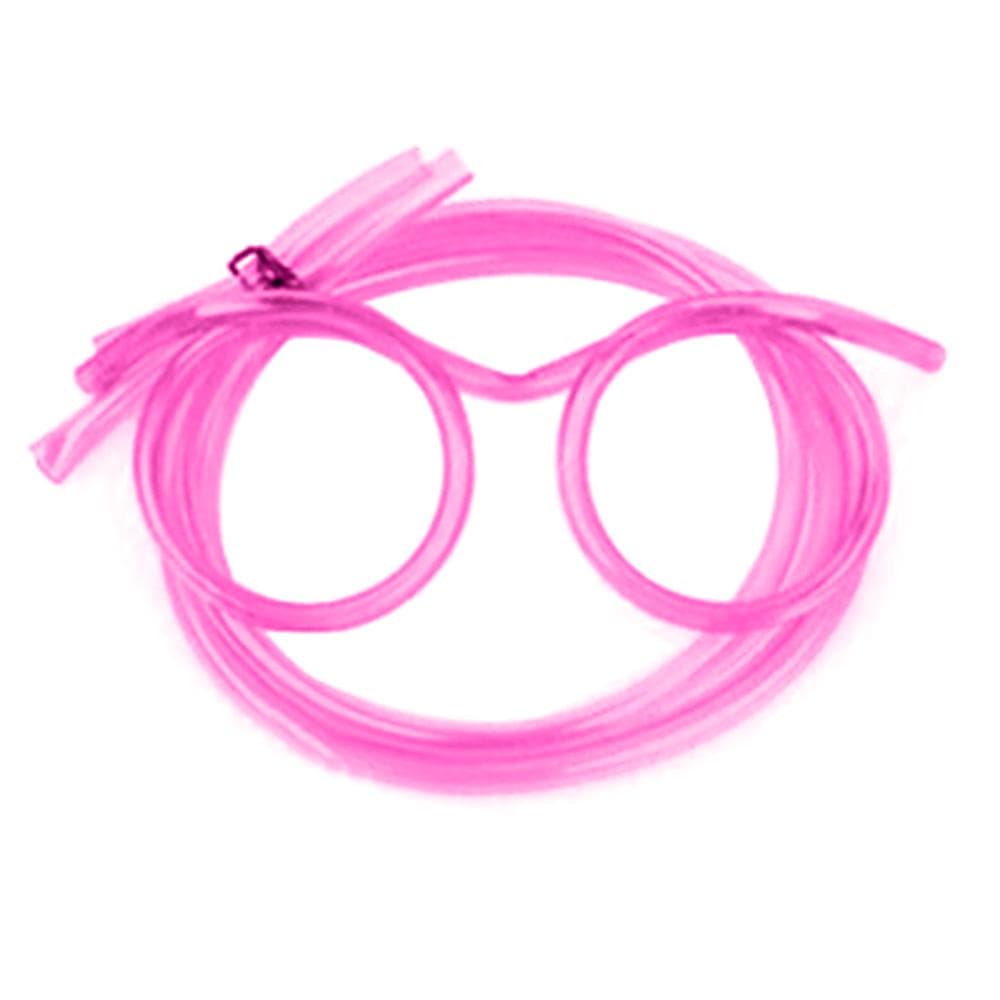 Fun Eyeglasses Eyewear Straw Crazy Design DIY Silly Transparent Funny Stylish Cartoon Gift for Kids rose red