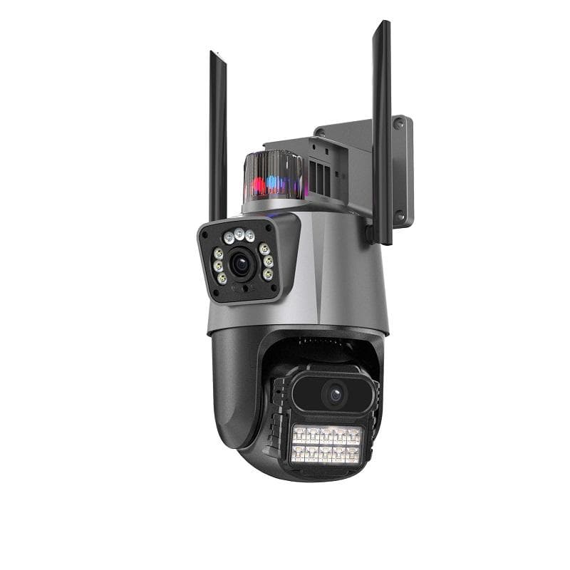 8MP 4K Wifi Camera Dual Lens Ai Auto Tracking Waterproof Security CCTV Video Surveillance Camera Police Light Alarm IP Camera US Plug