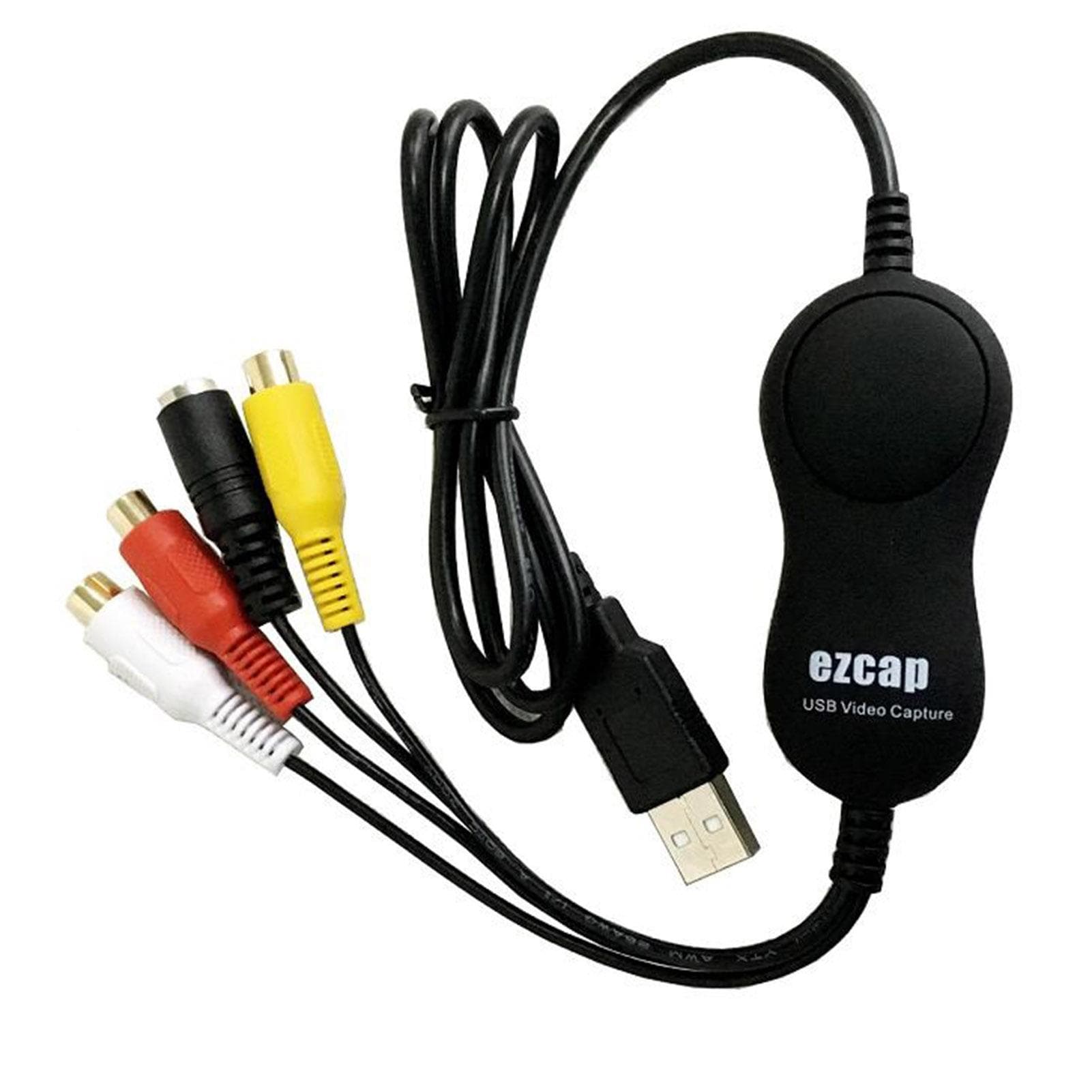 ezcap158 USB 2.0 UVC Video Capture Card, VHS to Digital Converter, Video Capture Box Supports CVBS black