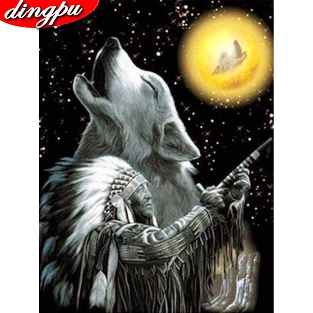 Diamond Painting Animal Wolf Home Full Square Drill Mosaic Beaded Picture Embroidery 20X30CM