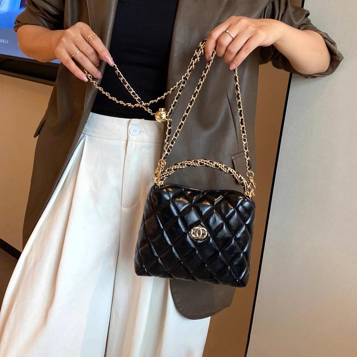 Pea Xiaoxiang Style Bag Women's Niche Chain Bag Versatile Exquisite Crossbody Bag Lunch Box Bag Hand-carrying Bag