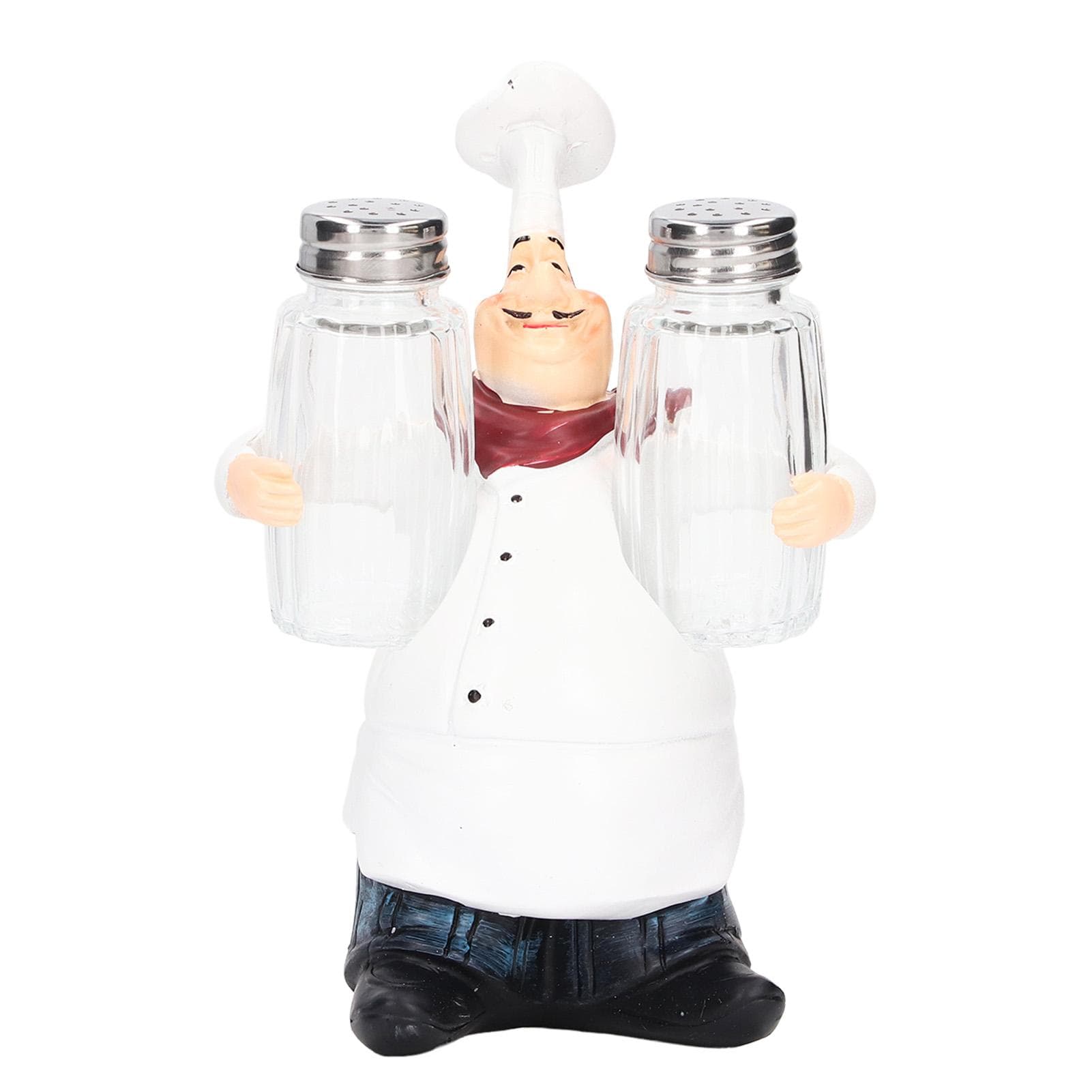 Chef Statue Salt Shakers Set Adorable Statue Vivid Details Resin Spice Jars for Home Restaurant