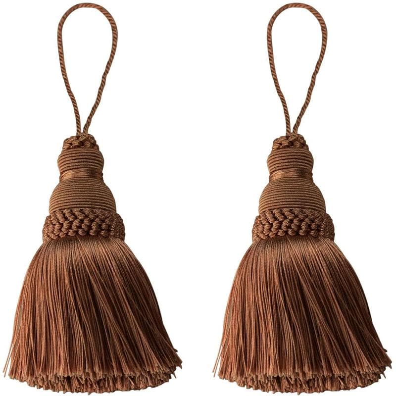 2Pc Home Decor Hanging Rope Silk Tassel Fringe Tassel Trim Garment Decoration Key Tassels for DIY Embellishments Curtain Accessories Coffee