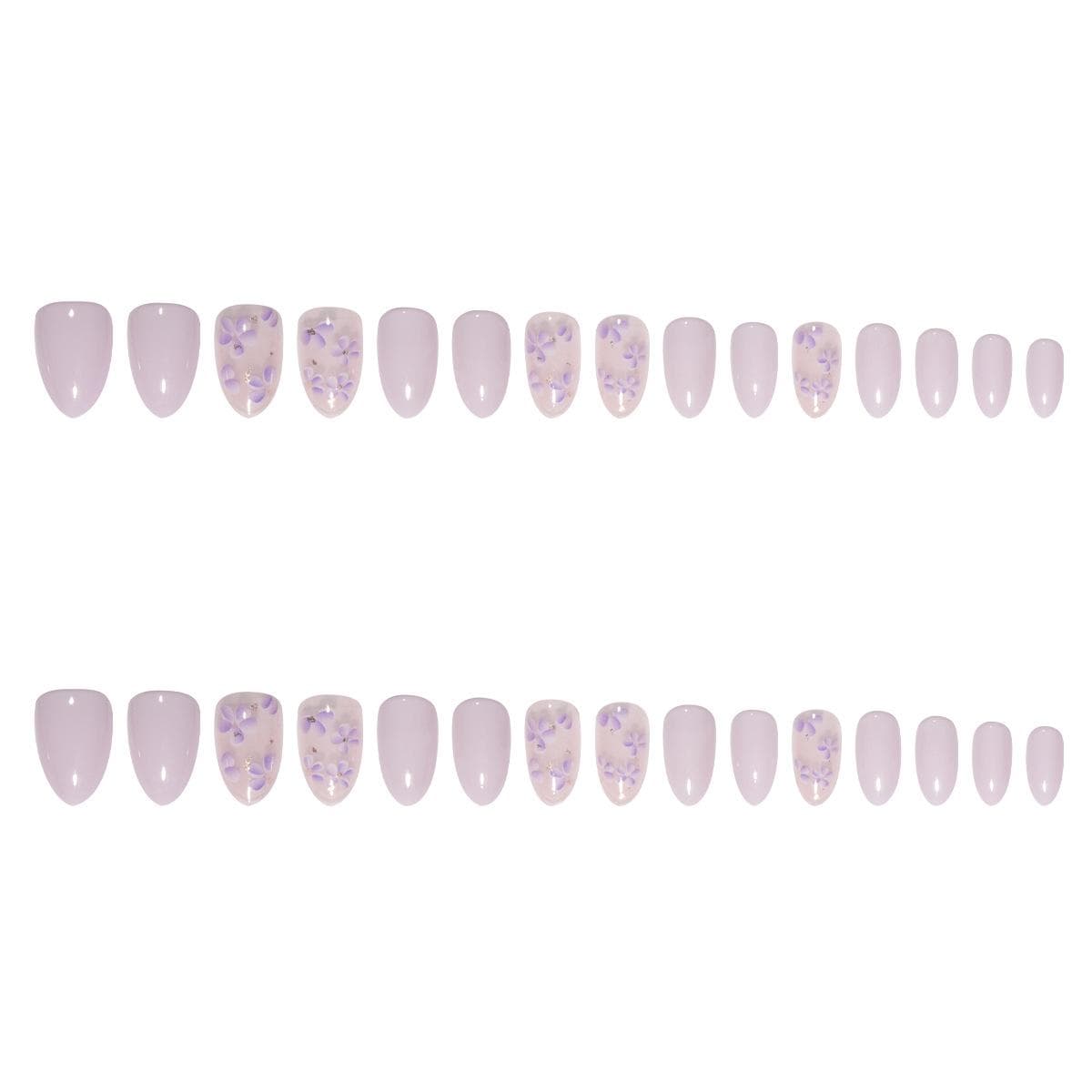 24pcs Oval Flower Nail Tips, Short Design, Acrylic Fake Nails Set Floral & French Manicure, Suitable For Women And Girls Nail Art Supplies