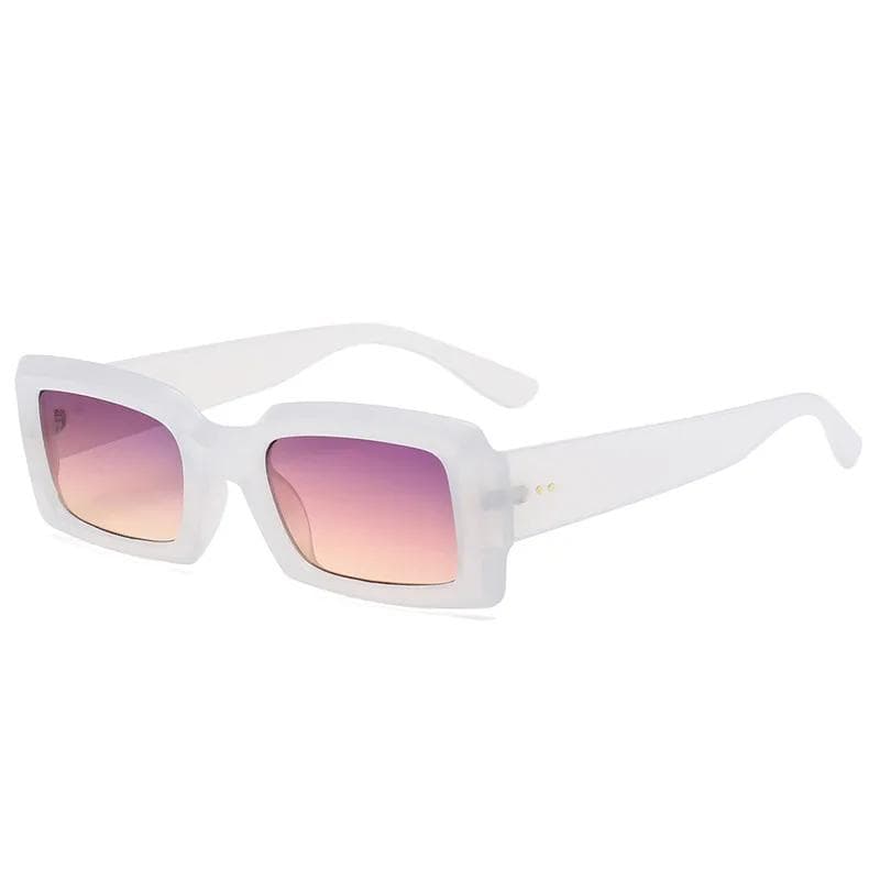 Retro Small Rectangle Sunglasses Women Men Trendy Jelly Color UV400 Square Green Purple Sun Glasses As picture
