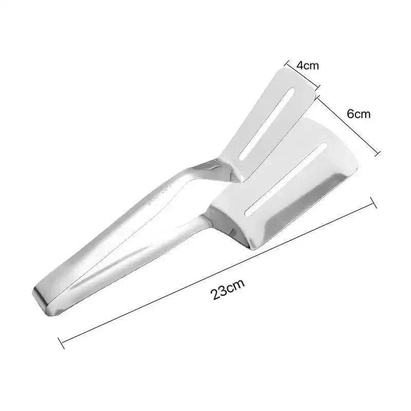 Stainless Steel Kitchen Tongs - Non-Stick, Multi-Use Food Clamp for Steak, Fish & More - Essential Cooking Tool silver