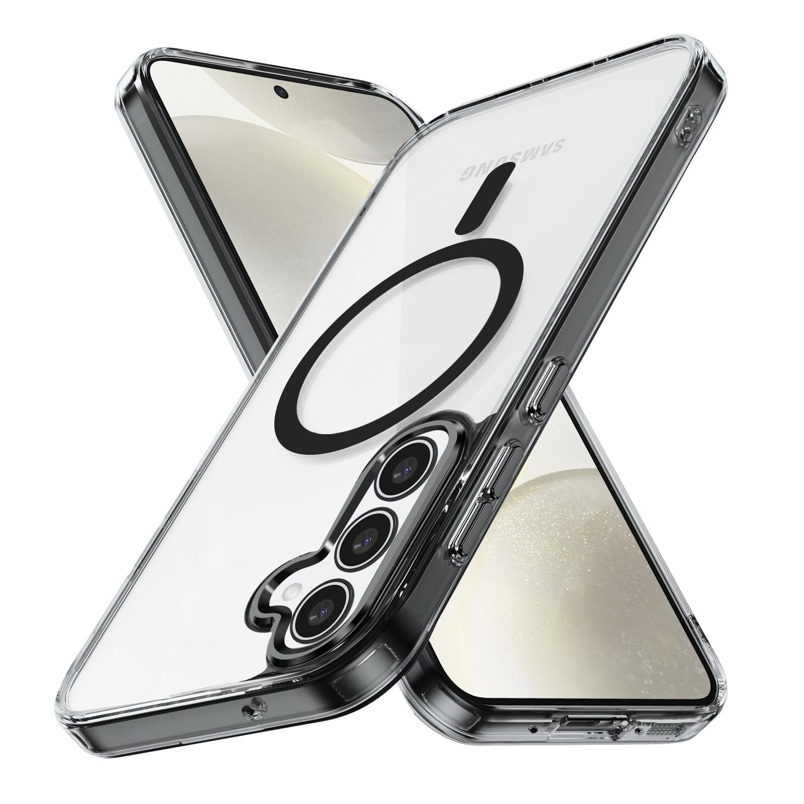Luxury Desert Gold Clear Case for Samsung S22 S23 S24 S25 Plus Ultra A15 A16 A35 A55 Acrylic Transparent TPU Phone Cover Samsung S24 Plus black