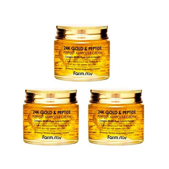 Moisturizing Ampoule Facial Cream with 24K Gold and Peptides 80ml #3pcs