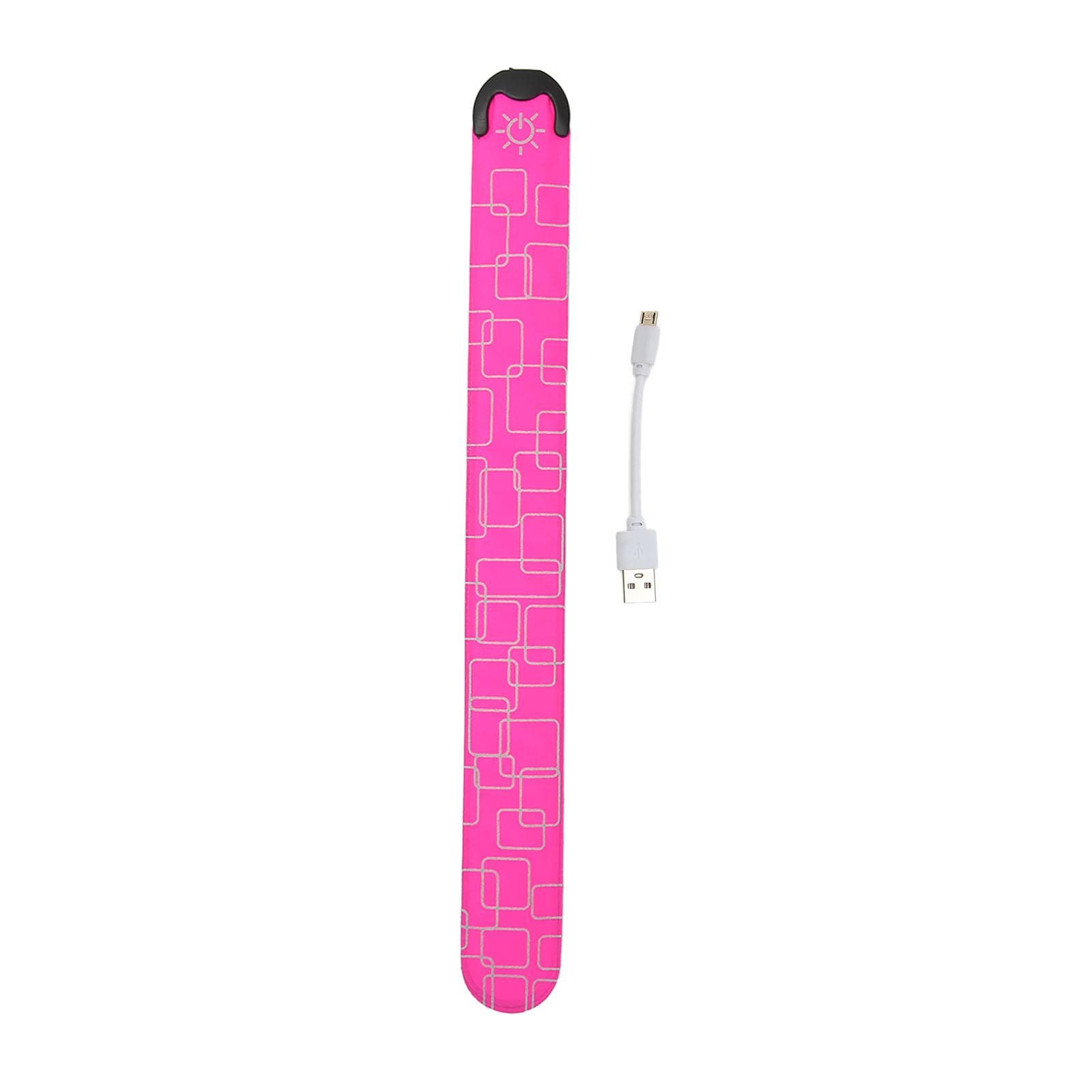 LED Safety Wristband Lights USB Charging 3 Level Adjustable Bracelets for Outdoor Night Running pink