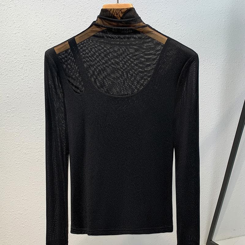 High-neck Base Shirt for Women New Women's Sexy and Fashionable Shirt Temperament and Underwear Top 3XL black