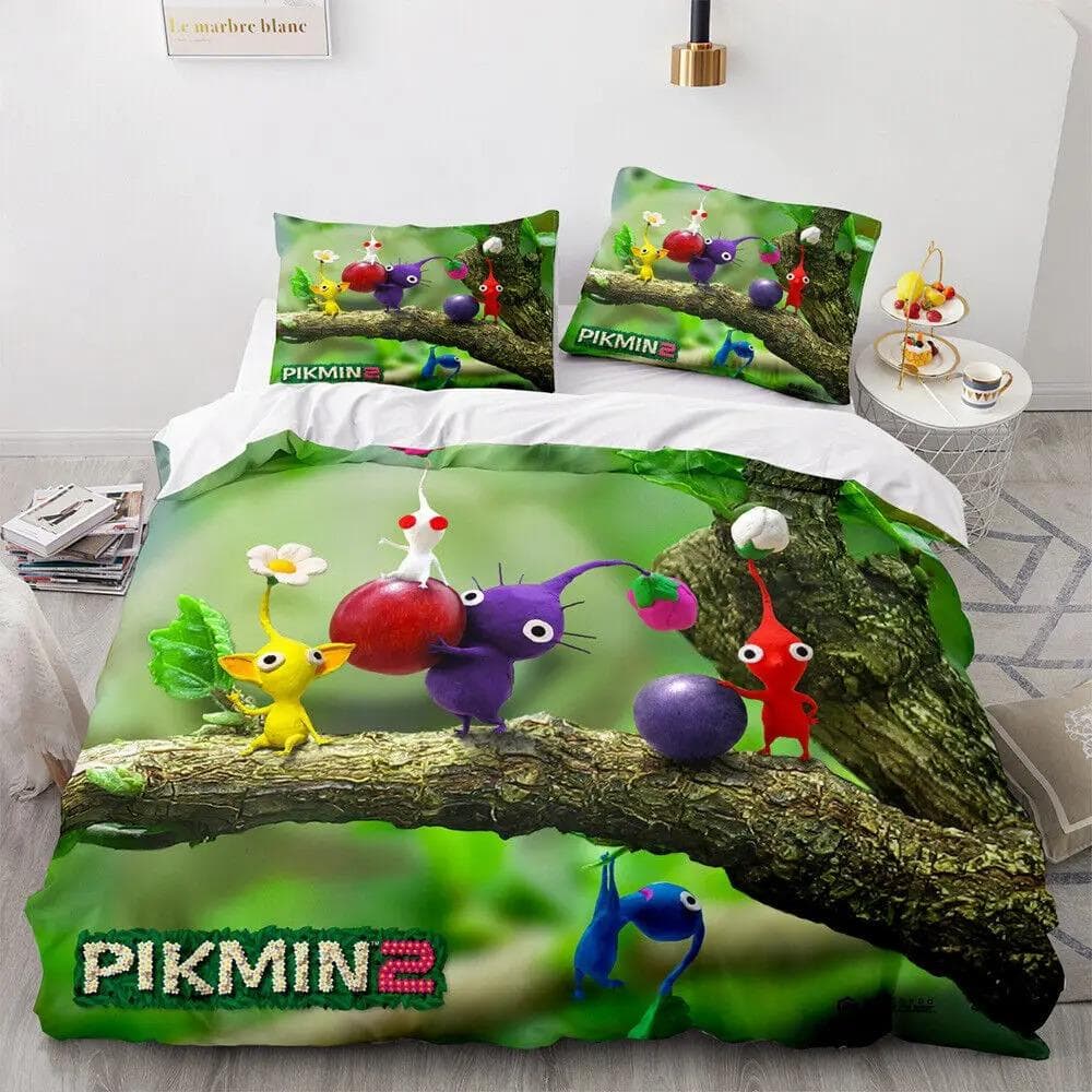 New 3D Game PIKMIN Bedding Sets Comforter Quilt Bed Cover Duvet Cover Pillow Case Sets Kids Adult Size Home Textiles EU Single 135x200cm
