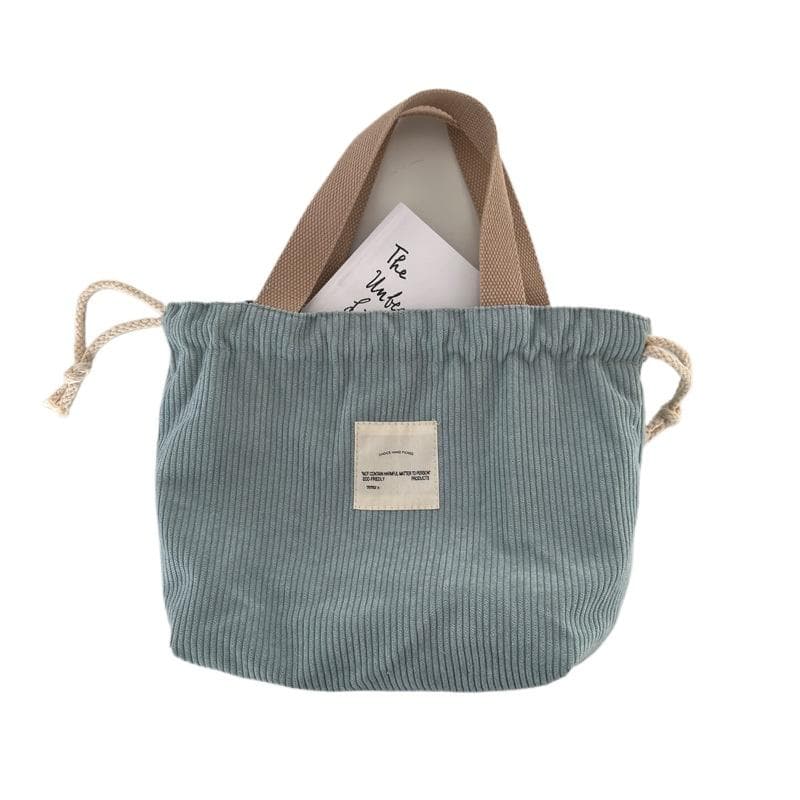 Drawstring Picnic Tote Eco Cloth Small Handbag Dinner Container blue