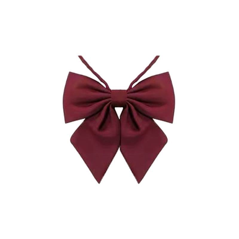 Students Solid Bowtie Polyester Bow Tie for Women Uniform Collar Butterfly Cravats Girls Bowties JK Shirt Dress Neck Wear Ties red