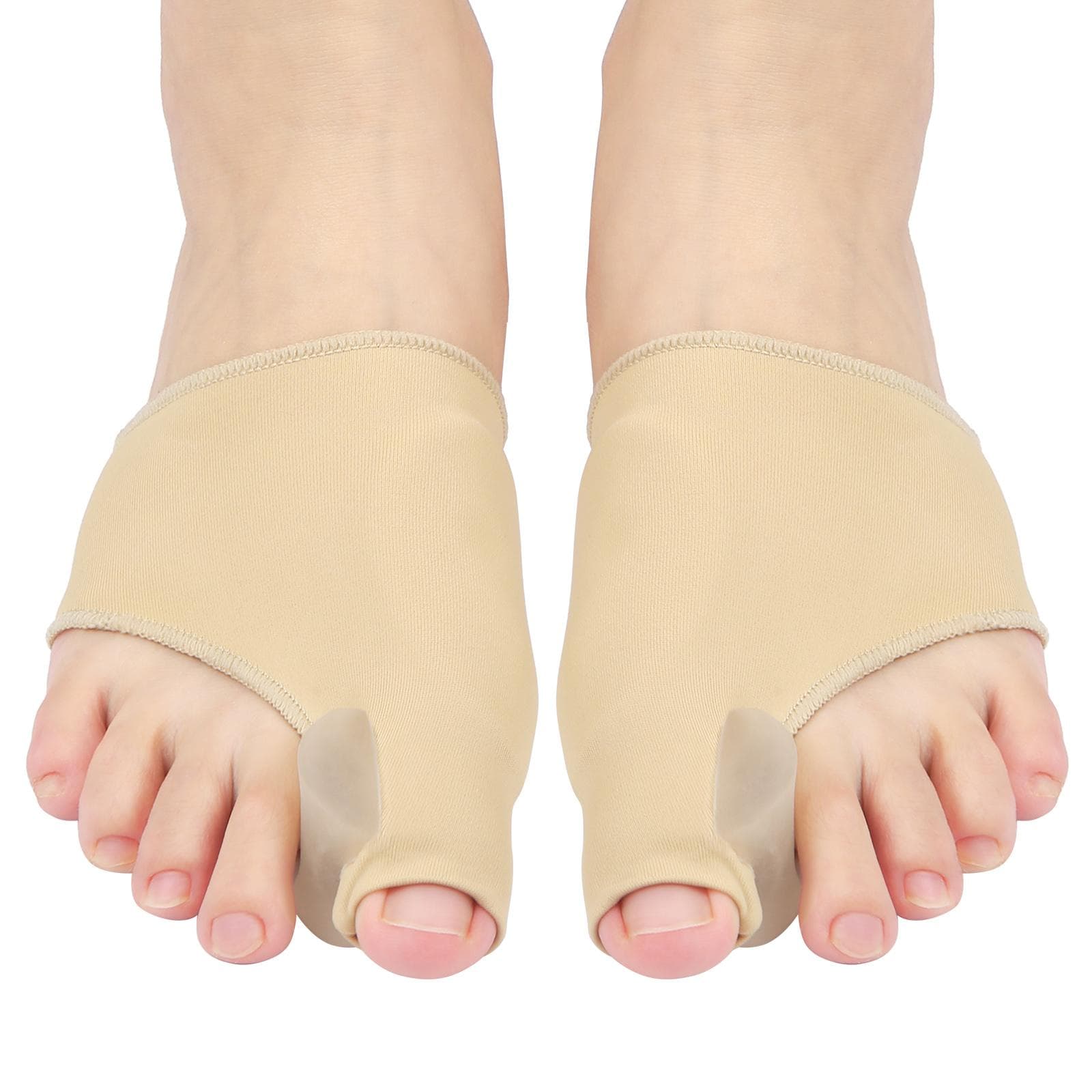 1 Pair Bunion Corrector Gel Bunion Pads Sleeves Brace Bunion Relief Big Toe Separator for Big Toe beige