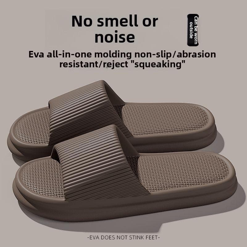 Women Summer Concise EVA Slippers Men Soft Home Slides Couples Bathroom Non-slip Sandals Adults Comfortable Outdoor Beach Shoes 36-37 brown