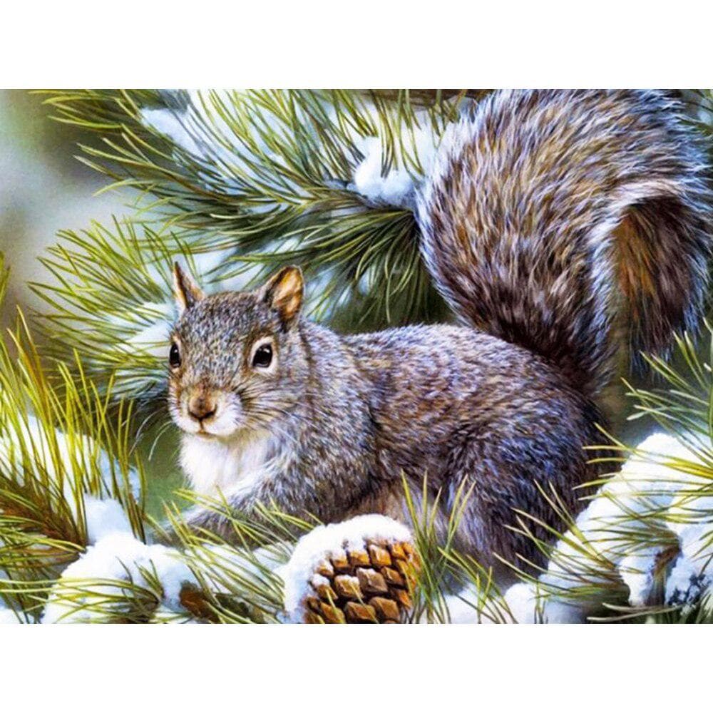 5D DIY Diamond Painting Full Round Animal Squirrel Diamond Embroidery Animal Pictures of Rhinestones 20X30CM