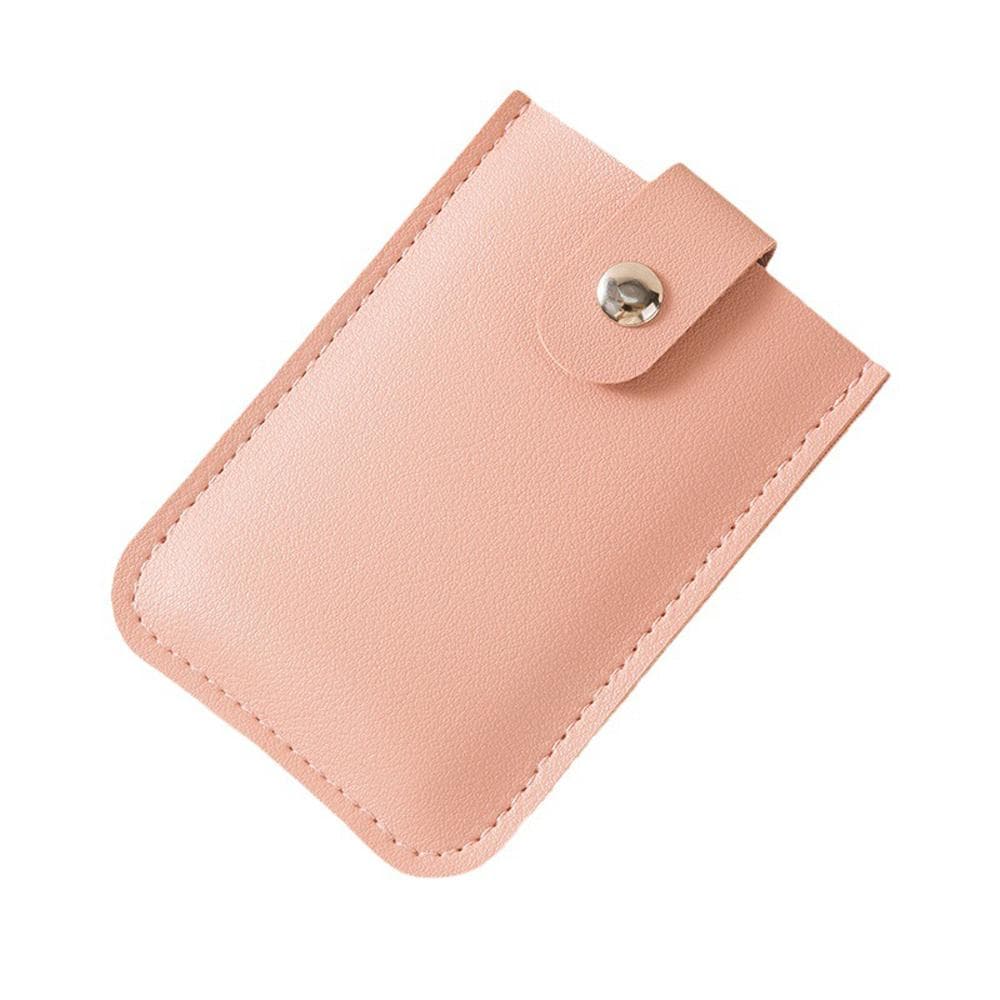 Stackable Pull-Out Card Holder Multi-Card Slots Credit Card Holder PU Leather Pocket Business Card pink