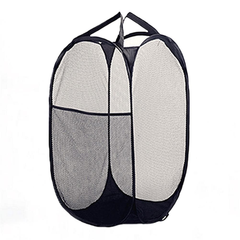 Large Capacity Laundry Basket Polyester Mesh Foldable Up Washing Laundry Basket Bag black