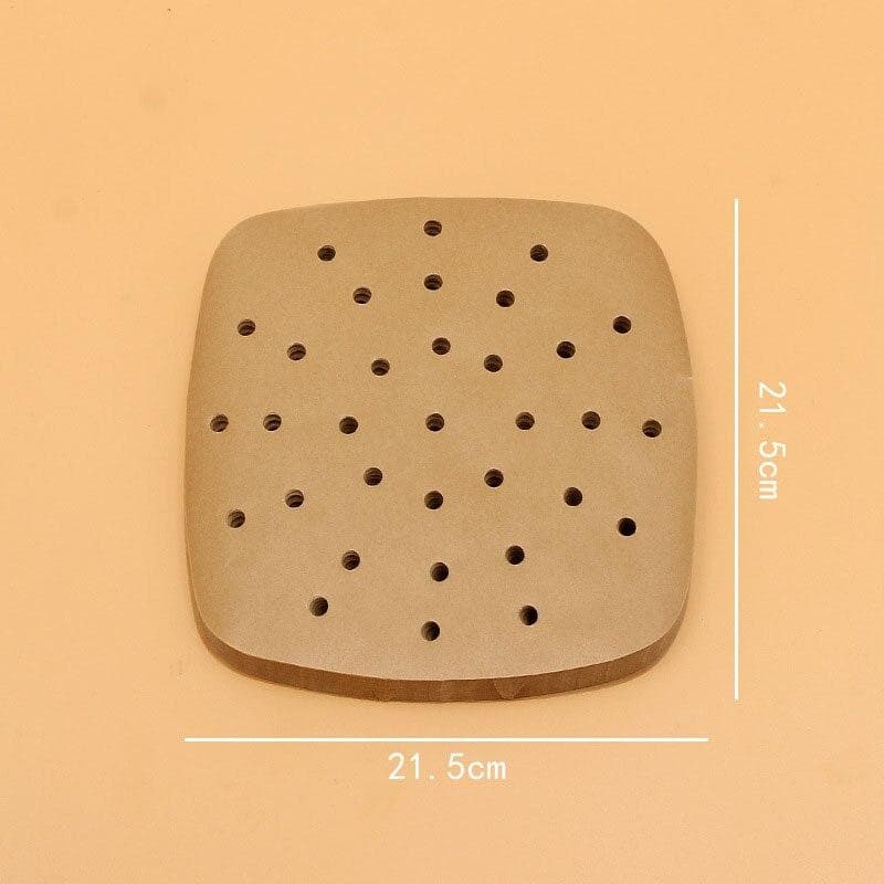8.5 Inch 100 Piece Perforated Air Fryer Baking Oil Absorbing Paper For Household High-temperature Resistant Silicone Tin Papers brown