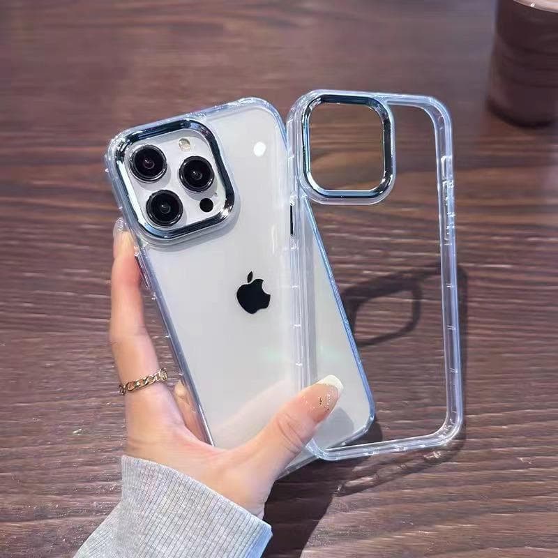 Applicable To IPhone 15 Simple Mobile Phone Case 14 Apple 16pro Plating Frame Transparent Shell X Space Shell Protective Case Apple 16Plus
