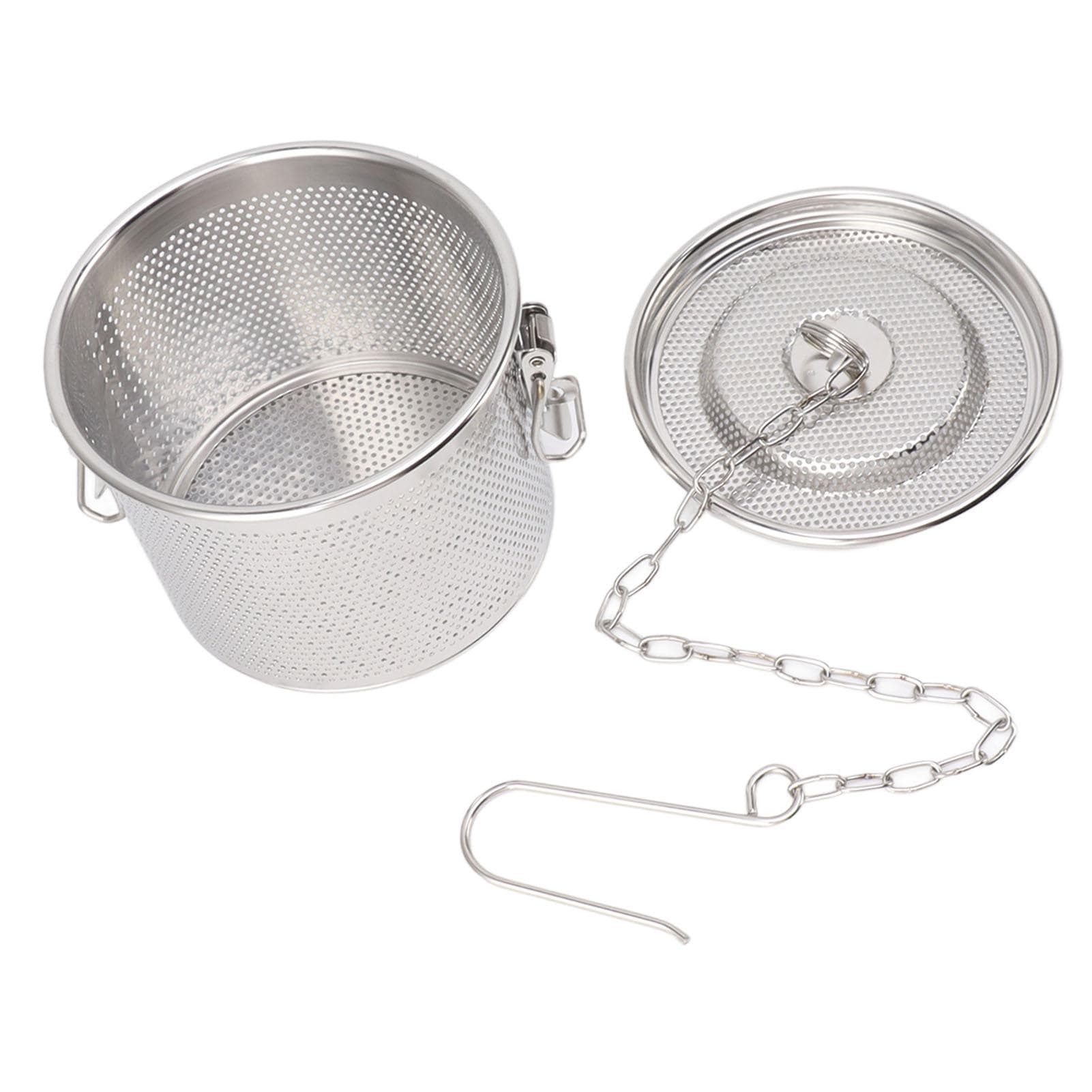 Seasoning Strainer with Hanging Chain Stainless Steel Tea Balls Filter Soup Seasonings Separation Diameter 12cm/4.7in